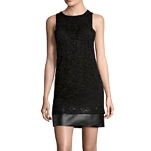NWT Lace & Leather Black Sheath Dress Size M